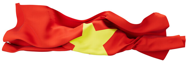 Dynamic Vietnamese Flag in Motion on Isolated Black Background