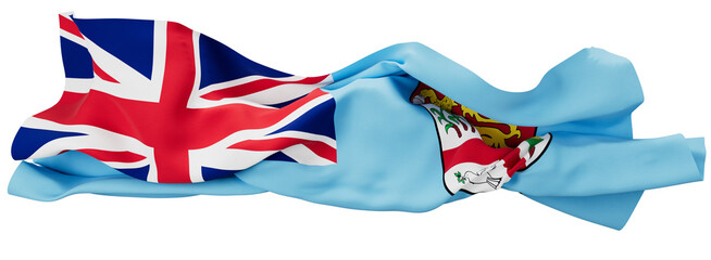 Elegant Fijian Flag Rippling with Union Jack and Shield Emblem