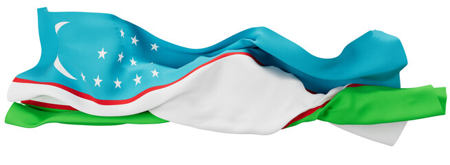 Graceful Uzbekistan Flag Billowing With Crescent and Stars