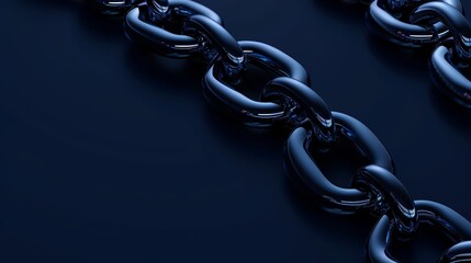   A metal chain, tightly framed against a dark backdrop, reflects in the center of the image