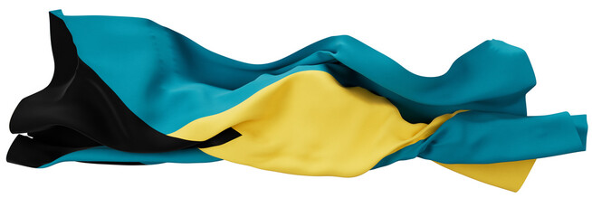 Lively Bahamian Flag Waving Vibrantly on a Dark Contrast Background