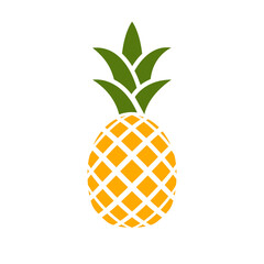 Pineapple icon. Tropical fruit. Useful organic natural fruit. Juicy fresh pineapple. Vector illustration flat design. Isolated on white background.