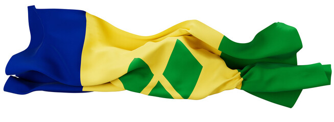 Dynamic Image of the Saint Vincent and the Grenadines Flag Billowing on Dark Backdrop