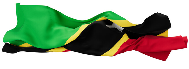 Vibrant Flowing Flag of Saint Kitts and Nevis on a Black Background