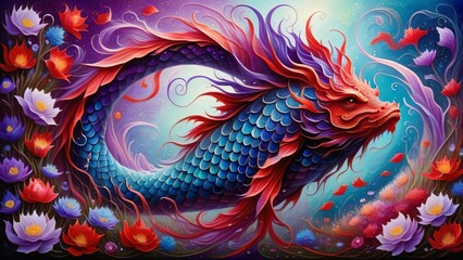 Colorful skin fish or dragon skin