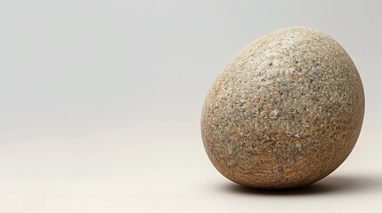   A close-up of a rock-like object against a white surface with a light gray background