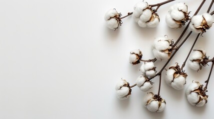   A group of cotton balls atop a white table, surrounded by brown and white cotton balls
