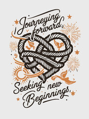 Featuring lovely touch typography with rope heart vector design