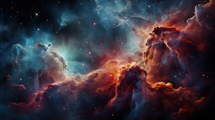Nebula and galaxies in space.