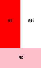 illustration of a mixture of 2 colors, a mixture of red and white results in pink