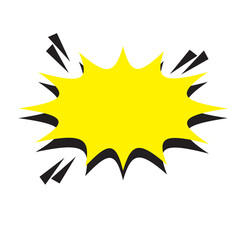 Yellow Boom comic explosion.  Speech bubble. White background. Stock image. Vector illustration. EPS 10.