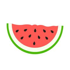 The icon of a ripe watermelon slice in a flat style. Vector
