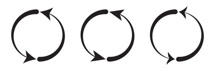 round, circle arrow icon set. editable stroke rotate, spin arrow icons