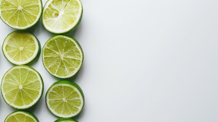 Close-up of fresh limes with free place for text. Top view of healthy vegetables, food background