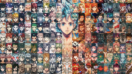 Fototapeta premium Close-up shot of a variety of male and female faces displayed on a wall.