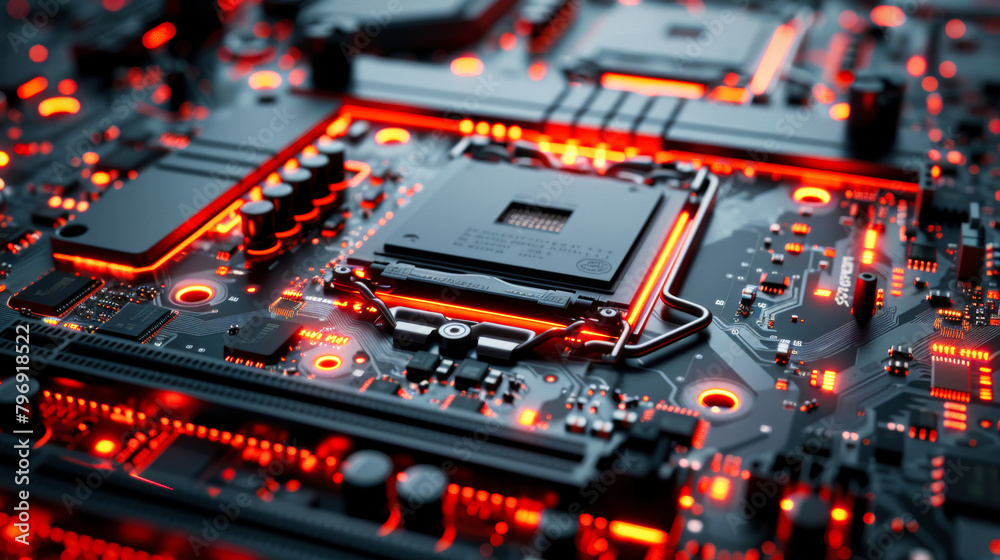 Poster a generic abstract high tech computer hardware closeup