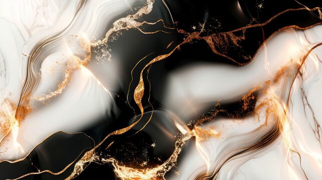 Fototapeta Luxurious marble background. Black and gold marble texture. Elegant white and gold marble background. Generative AI.