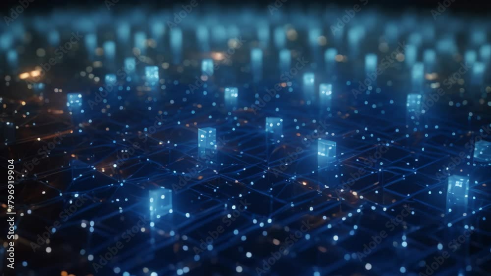 Poster 3d rendering of technology background. network concept. 3d illustration, big data flow in cyber bloc