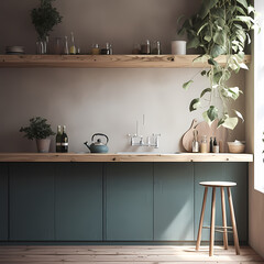 Contemporary Green-themed Kitchen Interior Design