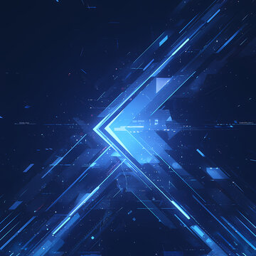 Vibrant Blue Luminous Arrows on a Futuristic Abstract Background