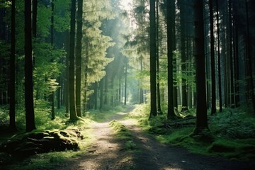 Landscape forest green sunlight