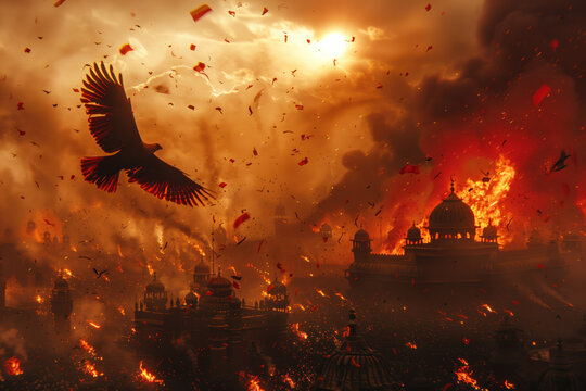 Muharram Greeting Card Background, Generative AI