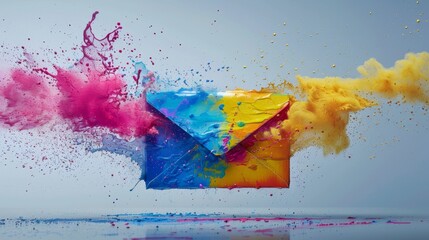 Capturing the burst of vibrant paint splashes from a high-speed envelope