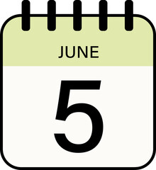  calendar 5 June Icon day date