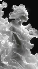 Fototapeta premium A sculpture of a woman with flowing hair in white, AI