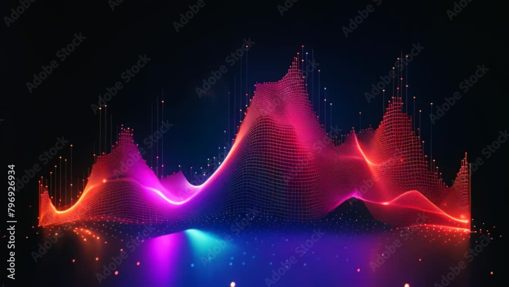 Poster abstract background with sound wave. vector illustration. abstract data wave points 3d graph combina