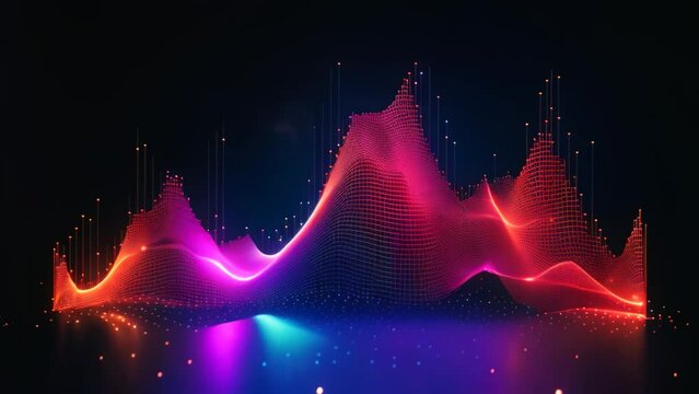 abstract background with sound wave. Vector illustration. Abstract data wave points 3D graph combination