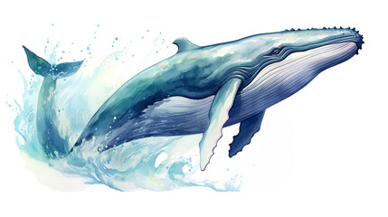 whale watercolor illustration 