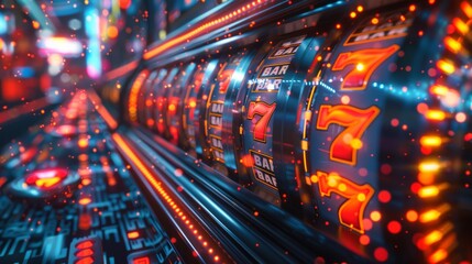 Futuristic casino slot machines background