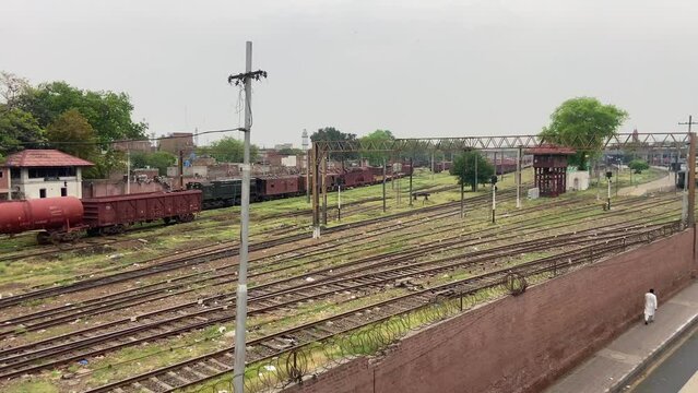 Old network of trains in Lahore Pakistan for travelling between two cities.