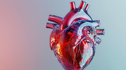 Medically accurate illustration of human heart made of glass