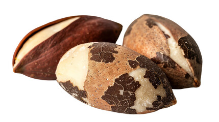 Obraz premium Delicious Brazil Nuts on Transparent Background for Healthy Snacking - Organic Nut Photography for Culinary Designs and Nutrition Concepts.