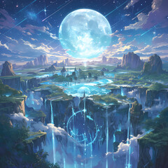 A captivating fantasy scene featuring an enchanting floating island in a magical environment.