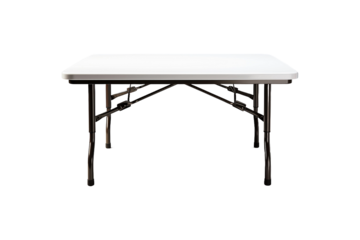 White Plastic Folding Dining Table on transparent background.