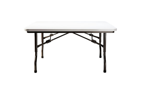 White Plastic Folding Dining Table on transparent background.
