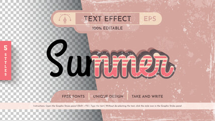 5 Retro Summer Editable Text Effects, Graphic Styles