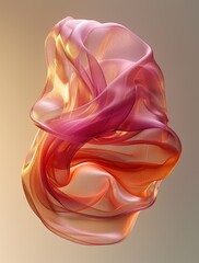 A 3D rendering of a pink and orange silk scarf.