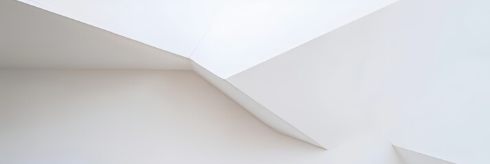 white room with a slanted ceiling and a white wall, an abstract sculpture