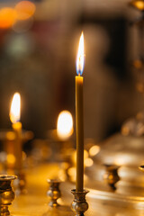 burning candles in church