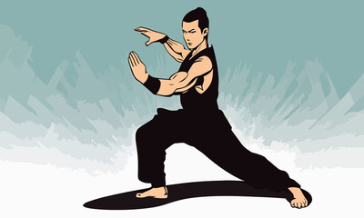 A Kung-Fu master training.