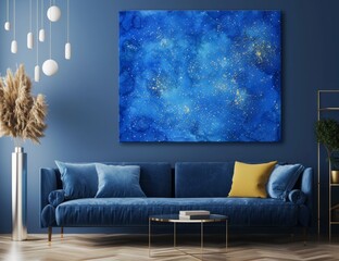 Cozy living room with starry night painting