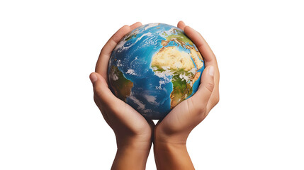 hands protecting the earth globe against isolated white,,Earth day concept , environment day concept,plant day concept,png 