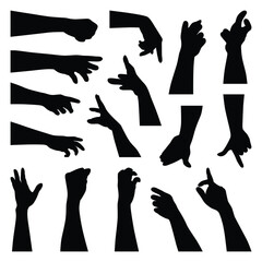 Vector collection set of gesture hand silhouettes.
