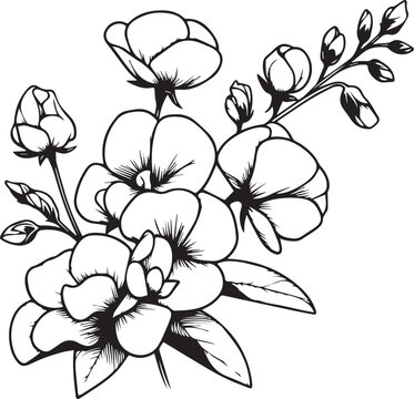 black and white floral arrangement clip art preview