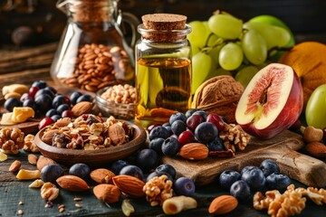 Start your day with a balanced table display of acai, strawberries, blackberries, muesli, and seeds, adding pouring condensed milk over cornflakes for a healthy morning snack.
