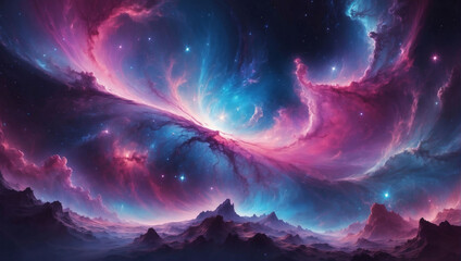 Celestial Symphony, Immerse Yourself in the Ethereal Beauty of a Cosmic Canvas, with Colors Dancing from Nebula Pink to Galactic Purple to Cosmic Blue.